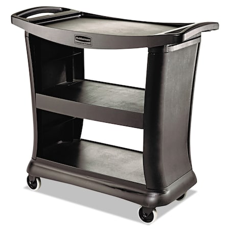 Rubbermaid Commercial Executive Service Cart, Three-Shelf, 20-1/3w x 38-9/10d, Black FG9T6800BLA